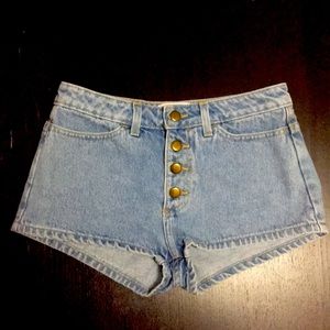 American Apparel Denim Short Shorts Button Fly